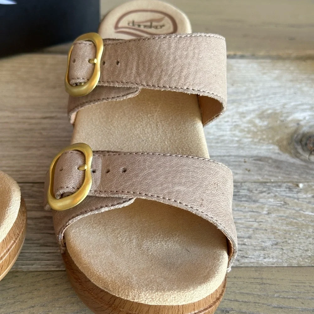 Dansko Sand Dollar Sophie Sandals Mules Comfort Platform Sz 37 - Picture 2 of 9